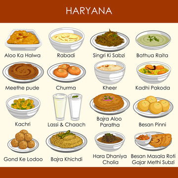 illustration of delicious traditional food of Haryana India