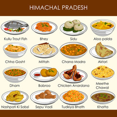 illustration of delicious traditional food of Himachal Pradesh India