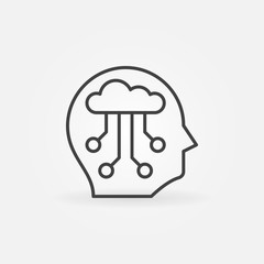 AI head vector concept icon or symbol in thin line style