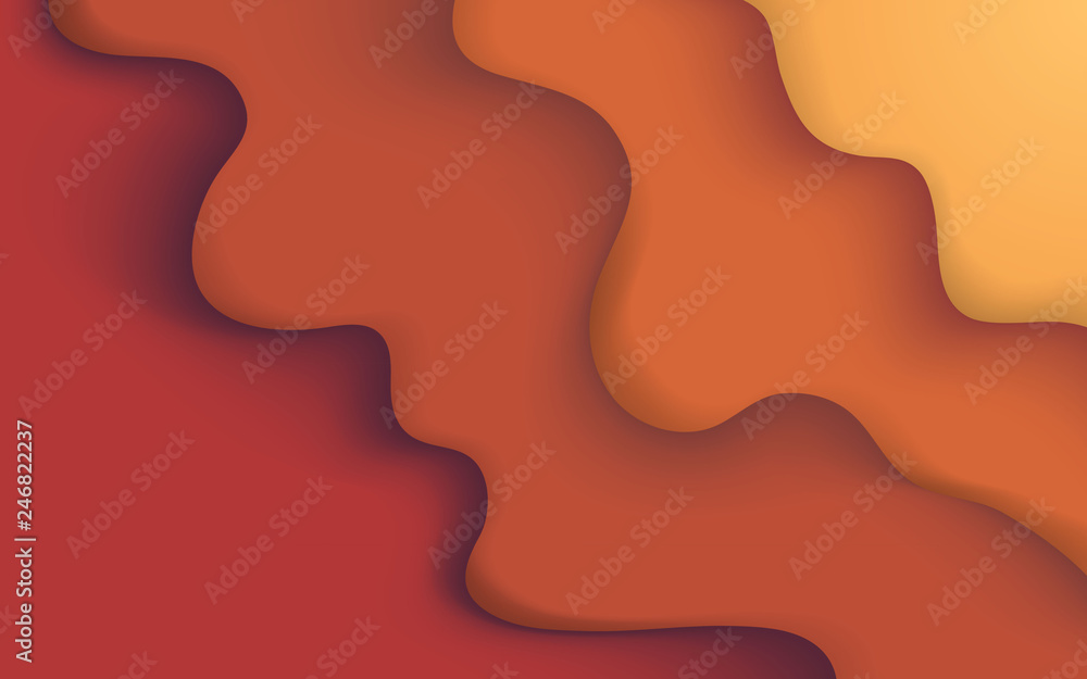 Poster orange fluid abstract background. minimal multi layers concept design vector.