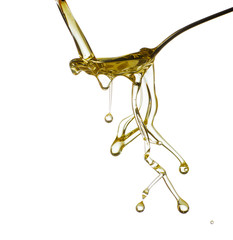 Pouring oil splash. Isolated on white background.