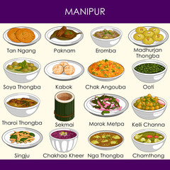 illustration of delicious traditional food of Manipur India