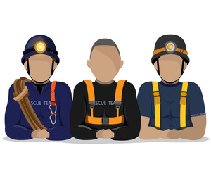thailand cave rescue team character set , vector