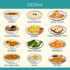 illustration of delicious traditional food of Odisha India