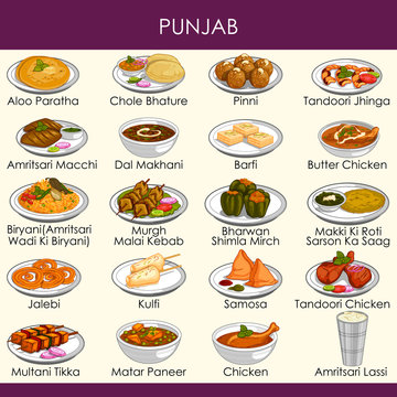 illustration of delicious traditional food of Punjab India