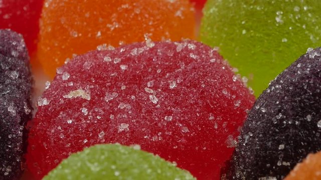 colorful candy and jelly sweet close up, flavor fruit, candy dessert colorful on sugar