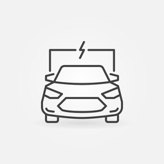 Electric auto or car vector concept outline icon or symbol