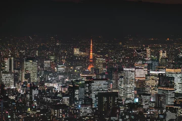 Fotobehang Tokyo Tower with skyline cityscape in Tokyo, Japan at night © yaophotograph