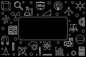 STEM horizontal frame with place for your text. Vector concept linear illustration on dark background