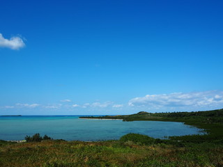 青い海の景色、沖縄県小浜島