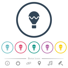 Air balloon flat color icons in round outlines