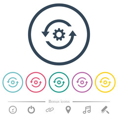 Fototapeta premium Refresh settings flat color icons in round outlines
