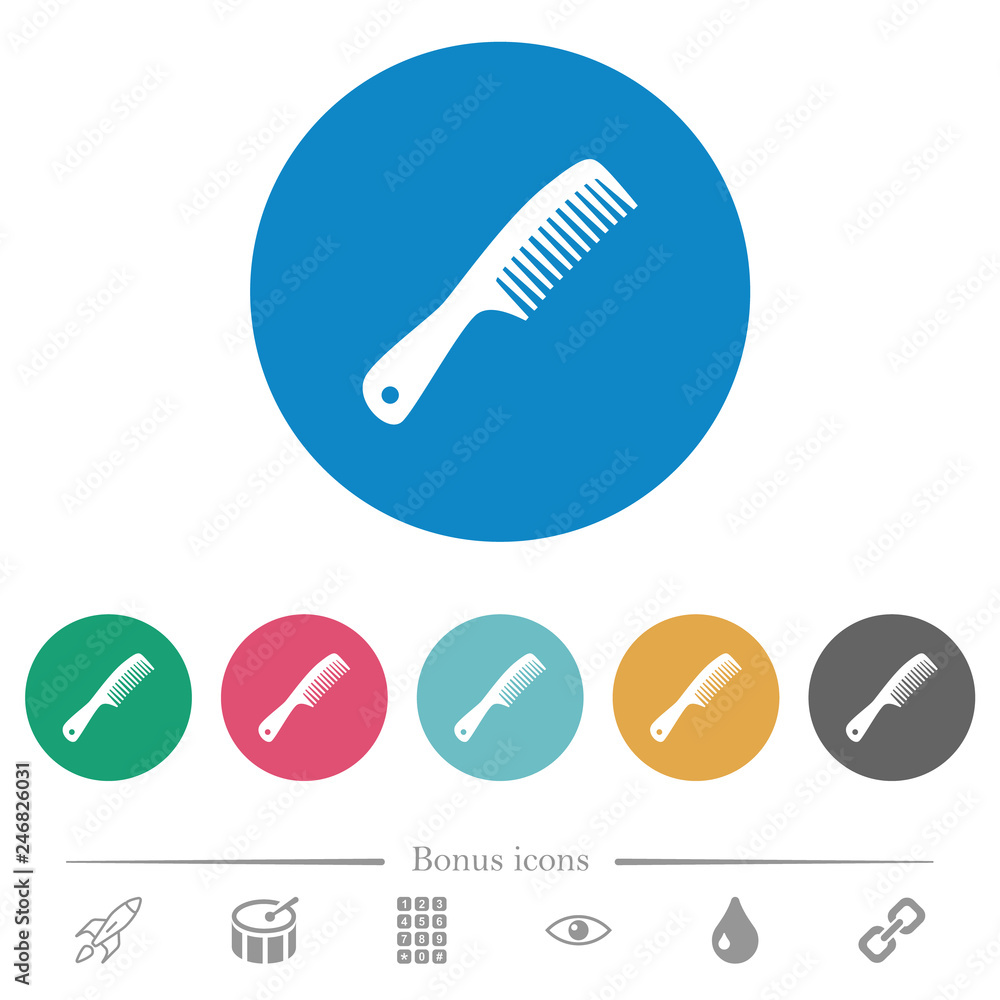 Poster comb with handle flat round icons
