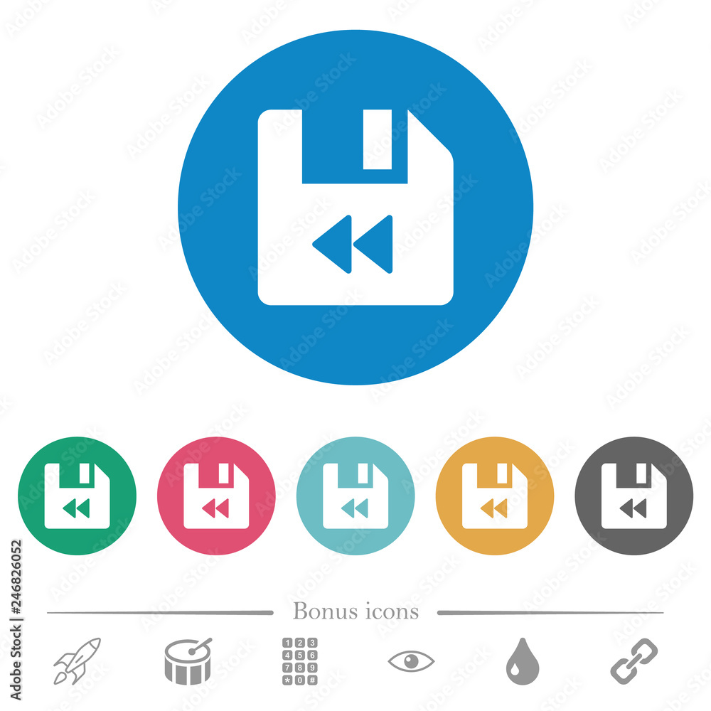 Poster file fast backward flat round icons