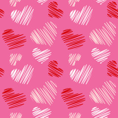Sketch heart seamless pattern