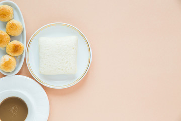 top view coffee and dessert