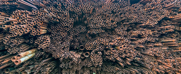 bunch of rust pipes is made one by one