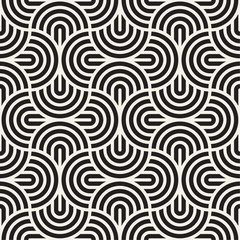 Vector seamless arc lines pattern. Modern abstract lattice texture. Repeating geometric rounded wavy stripes.