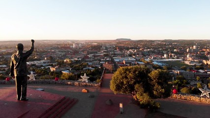 Drone Dolly Shot of Nelson Mandela Statue in South Africa