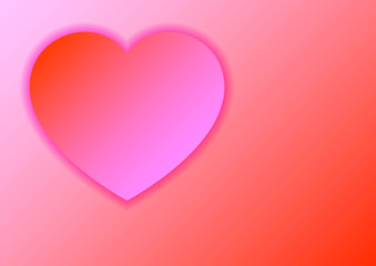 Heart love symbol for Valentine's day from paper cut pastel color of red and pink gradients with shadows for banner, poster, greeting card. Vector illustration.