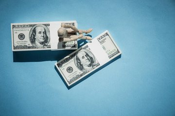 Top view dollar banknote, finance concept