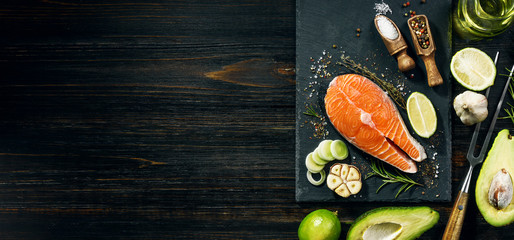 Salmon steak ready for frying. cooking dinner for a loved one