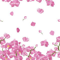 Floral vector illustration for fashion, fabric. Surface and textile print. Japanese Garden seamless pattern spring Asia Flowers.