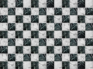 Geometric mosaic in the form of a chessboard made of marble stone