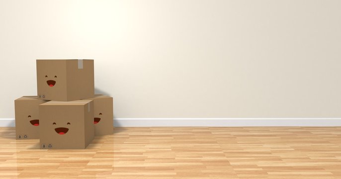 Cajas de cart&oacute;n, env&iacute;o y mudanza feliz