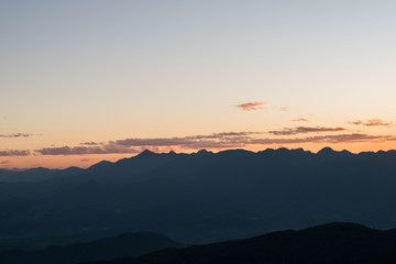 Mountain range in the morning, Silhouette layer mountain