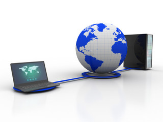3d illustration of Internet and global communications concept
