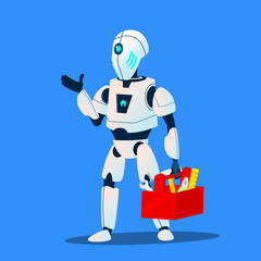 Robot Repair Man Master Service Vector. Isolated Illustration
