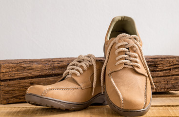 Brown leather shoes