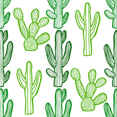 Cactus Pattern in Graphic Hand Drawn Style