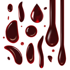 Blood Drops Isolated Set in Realistic Style