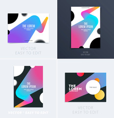 Set of Design of brochure smooth soft template. Creative abstract, annual report, horizontal cover, flyer in A4 with colourful round shapes for branding, exhibition. Business vector presentation.