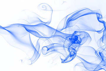 Blue smoke abstract on white background. ink water on white