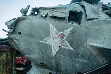 abandoned radioactive technik and military helicopters that participated in the liquidation of the...