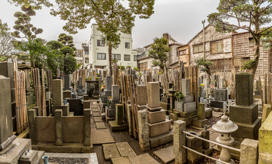 Grave markers or sotoba in Tokyo, Japan