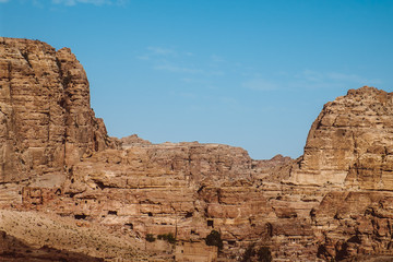 Fototapeta premium The Lost City of Petra with famous Al-Khazneh (The Treasury) and The Motastery.