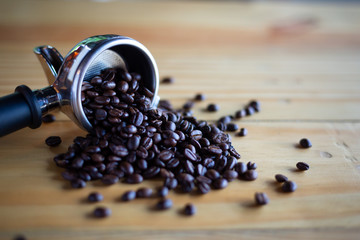 coffee bean and portafilter.