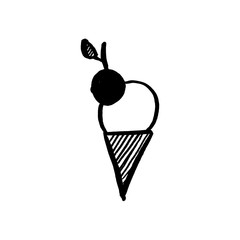 Vector ice cream isolated on white. Vector hand drawn sketch ice cream.
