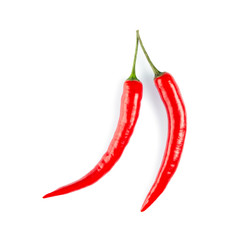 Two pods of red hot chili pepper