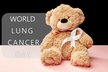 The white ribbon, a symbol of the international or world day of fight against lung cancer. The cancer, health, breast, awareness, campaign, disease, help, care, support, hope, illness, survivor and