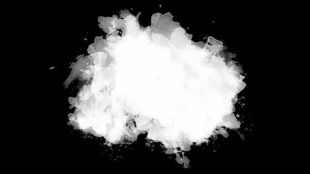 Dissolving a drop of white paint on a black background HD