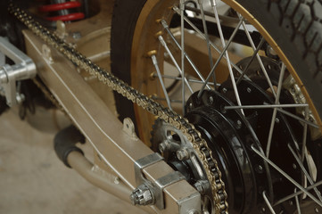 bicycle wheel and chain closeup