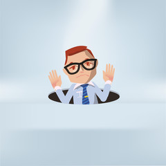 Männchen fällt überraschend in ein tiefes Loch und eine böse Überraschung