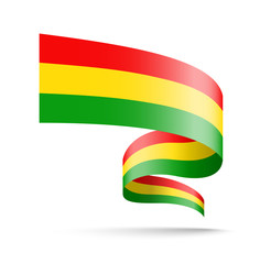 Bolivia flag in the form of wave ribbon.