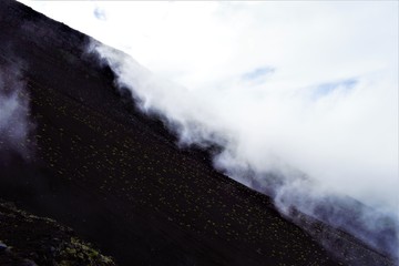 Clouds at the slopes of Fujisan, Mount Fuji, Japan