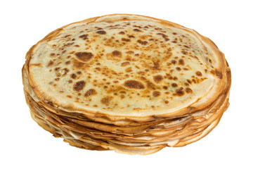 Stacked pancakes isolated on white